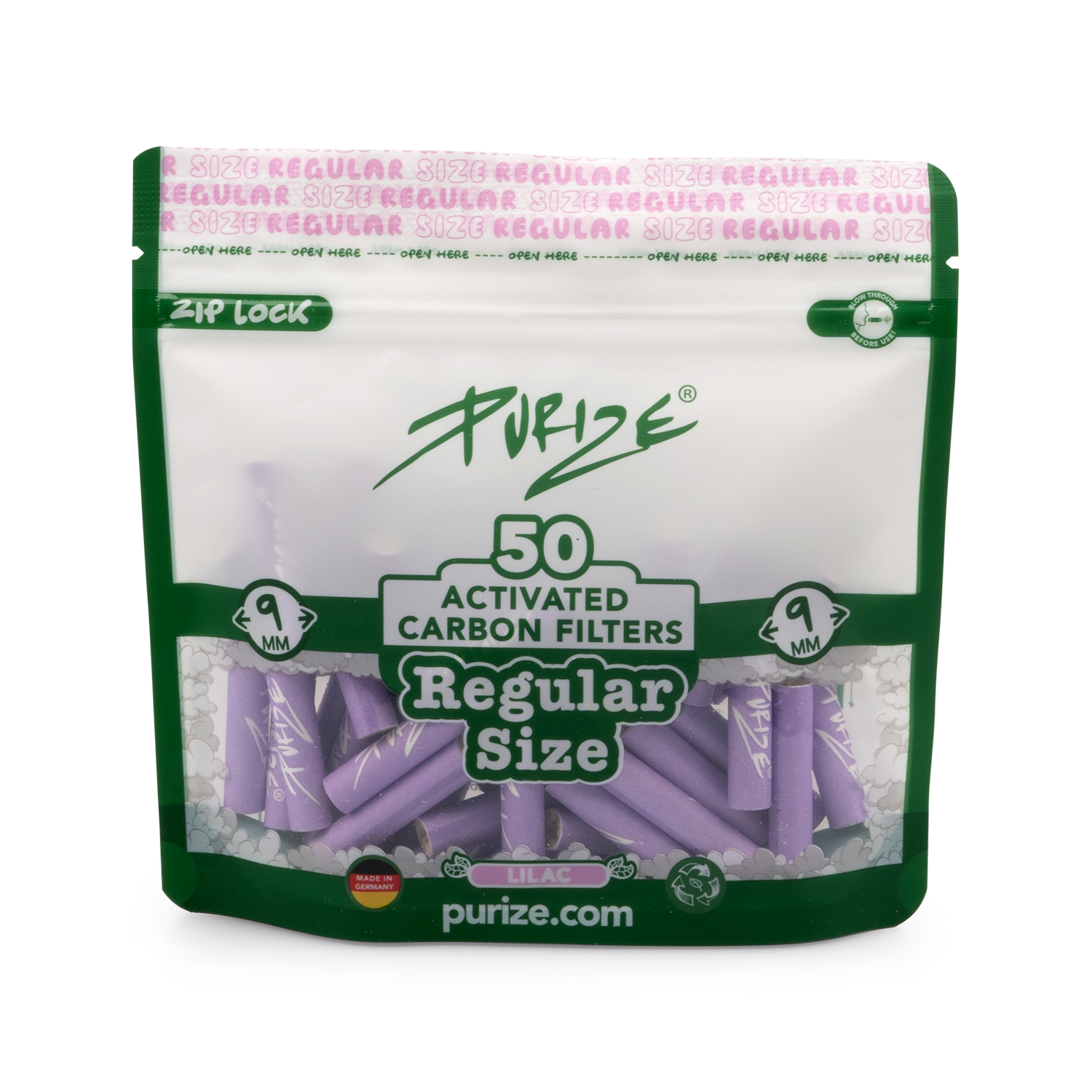 PURIZE® ~ Regular Aktivkohlefilter LILA ~ (50Stk.)