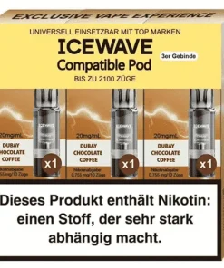 ICEWAVE Pod Dubai chocolate Coffee 20mg/ml (3er Pack)